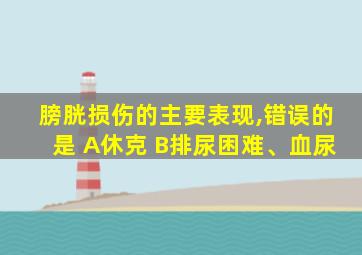 膀胱损伤的主要表现,错误的是 A休克 B排尿困难、血尿